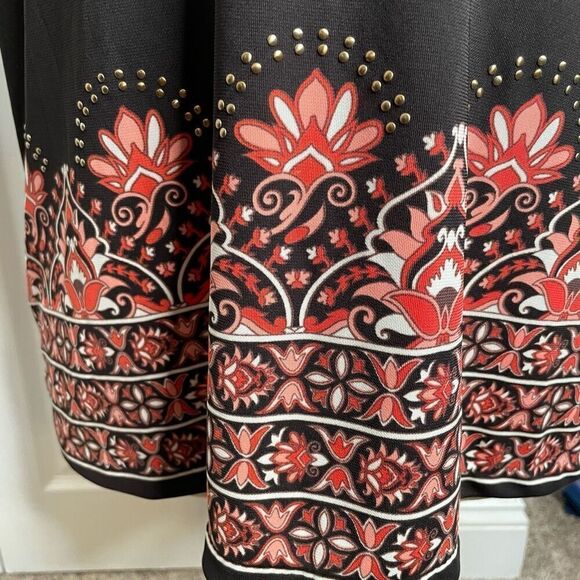 New York & Company Womens Babydoll Tank XL Dark Brown Retro Bronze Stud Mozaic - Picture 5 of 8